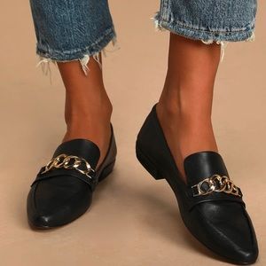 Steve Madden Hersh Black Leather Loafers